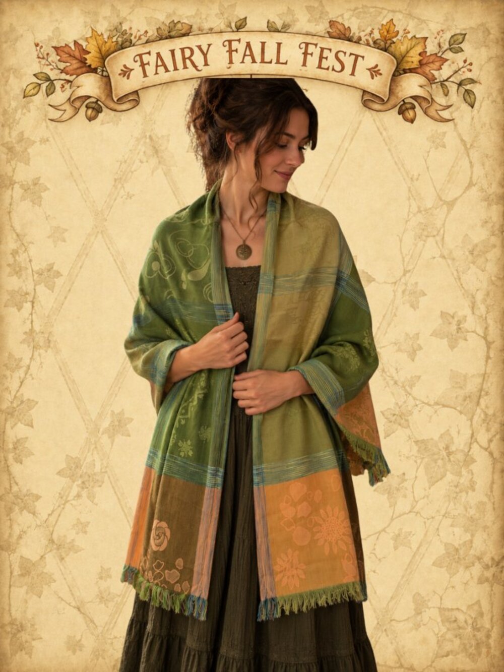 Fairy Fashion 🧵🧚♂️ Orange & Green Pashmina Scarf